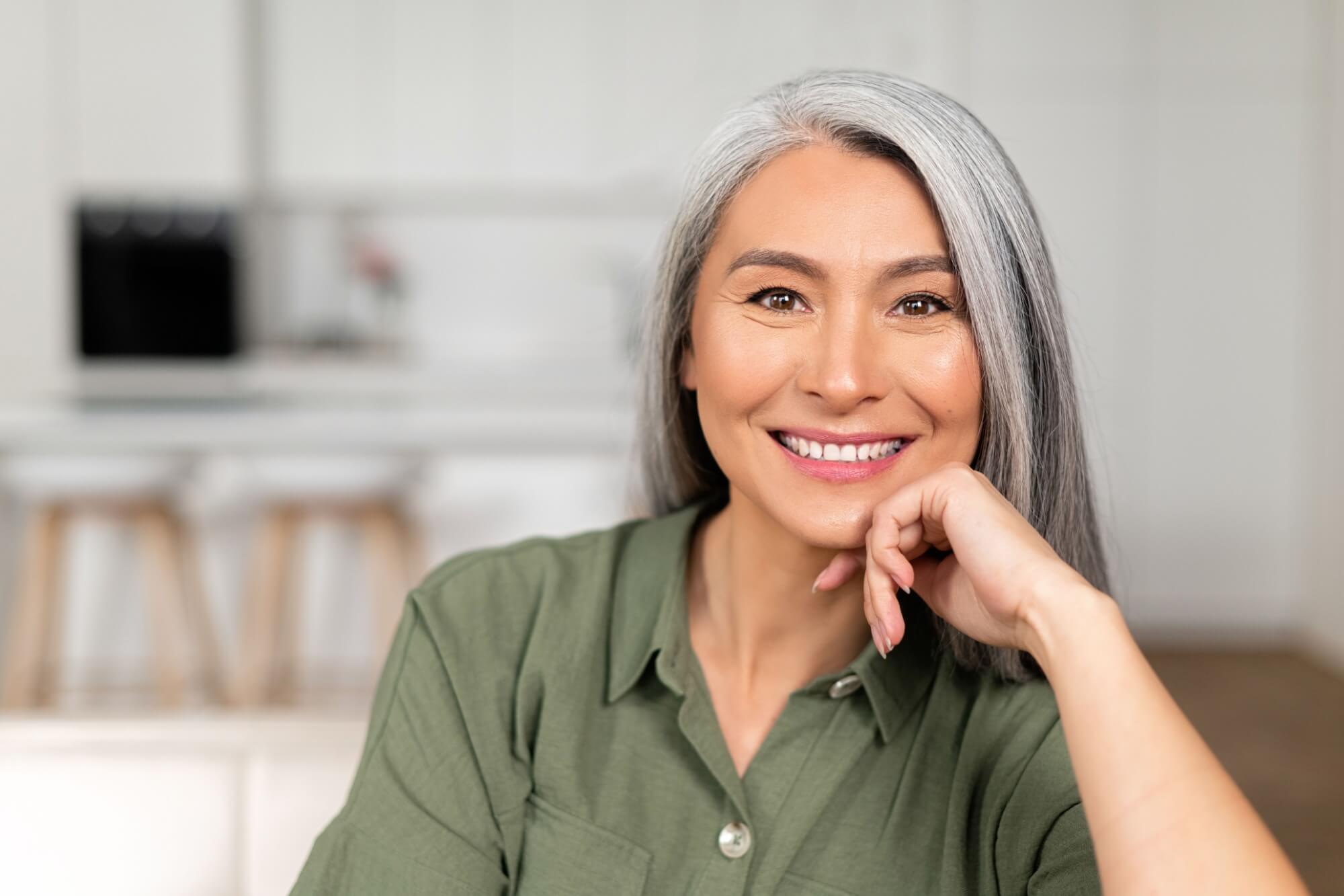 charming mature woman in home interior