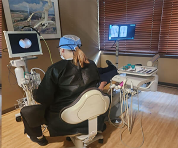 Dental technician working at dental clinic