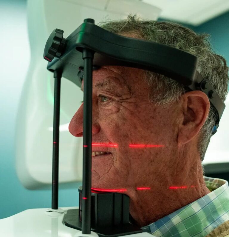 Senior man undergoing treatment process