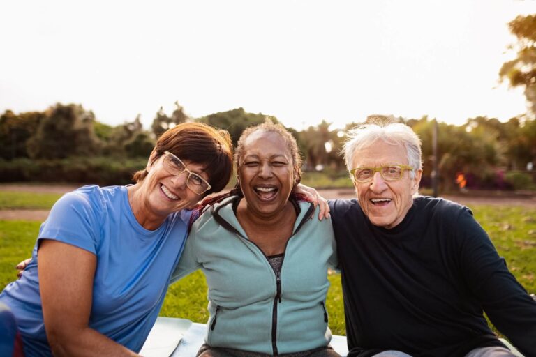 Happy senior friends having fun