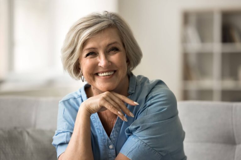 Happy pretty stylish senior woman