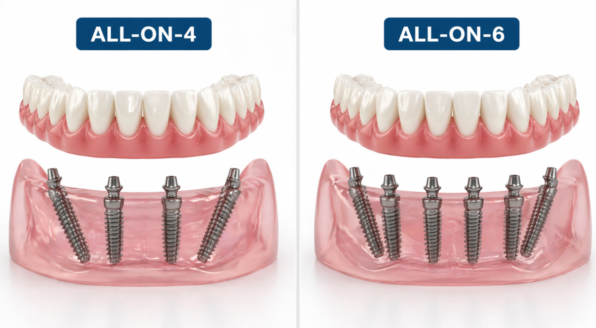 All on 4 vs all on 6 implants