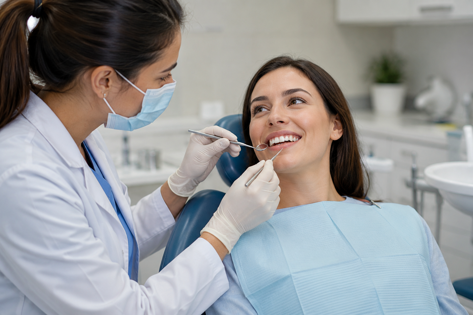 Woman at the dentist to fix receding gums